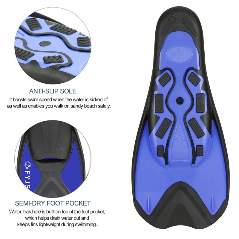 F FYJS Short Swim Fins,Travel Size Diving Flippers with Mesh Carrying Bag for Adult Men Women - Image 3